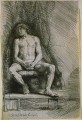 Estudio del hombre desnudo sentado ante una cortina SIL Rembrandt